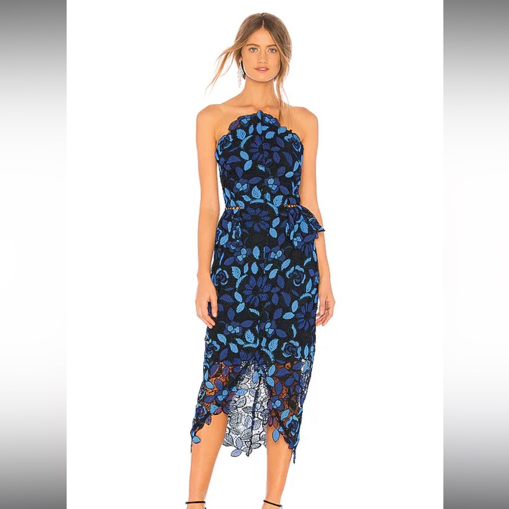 Elliatt Blue and Black Lace Dress